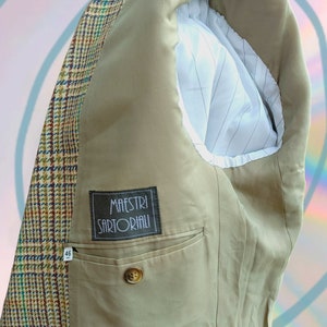 Blazer à carreaux en pure laine vierge vintage des années 80 par Adolfo Trabaldo fabriqué en Italie // Maestri Sartoriali // Veste en laine à carreaux multicolores // IT 46 M-L image 8