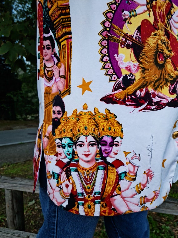 BYBLOS Vintage Hindu Gods & Goddess Print White V… - image 7