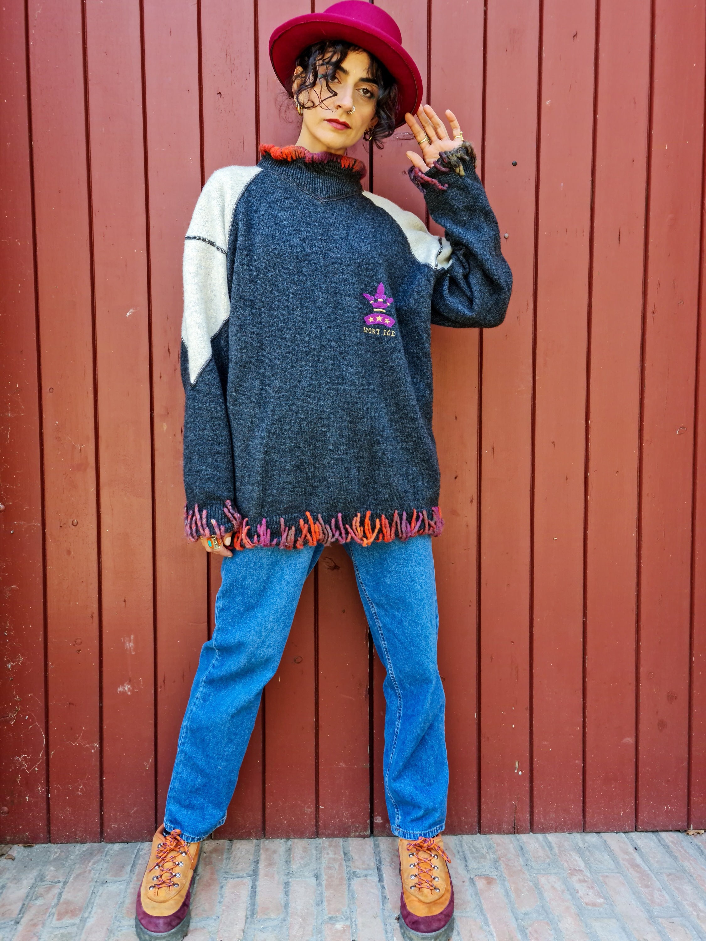 HISTORY ICEBERG 90svintage長袖ニット刺繍セーター SPORT ICE by ICEBERG 90s Vintage Reworked Jumper in Pure Virgin
