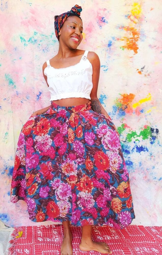 Vintage high waisted clearance floral maxi skirt