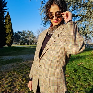 Blazer à carreaux en pure laine vierge vintage des années 80 par Adolfo Trabaldo fabriqué en Italie // Maestri Sartoriali // Veste en laine à carreaux multicolores // IT 46 M-L image 6