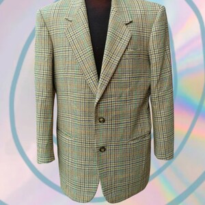 Blazer à carreaux en pure laine vierge vintage des années 80 par Adolfo Trabaldo fabriqué en Italie // Maestri Sartoriali // Veste en laine à carreaux multicolores // IT 46 M-L image 7