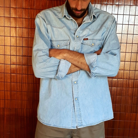 Original Vintage 90s Rifle Light Blue Denim Shirt