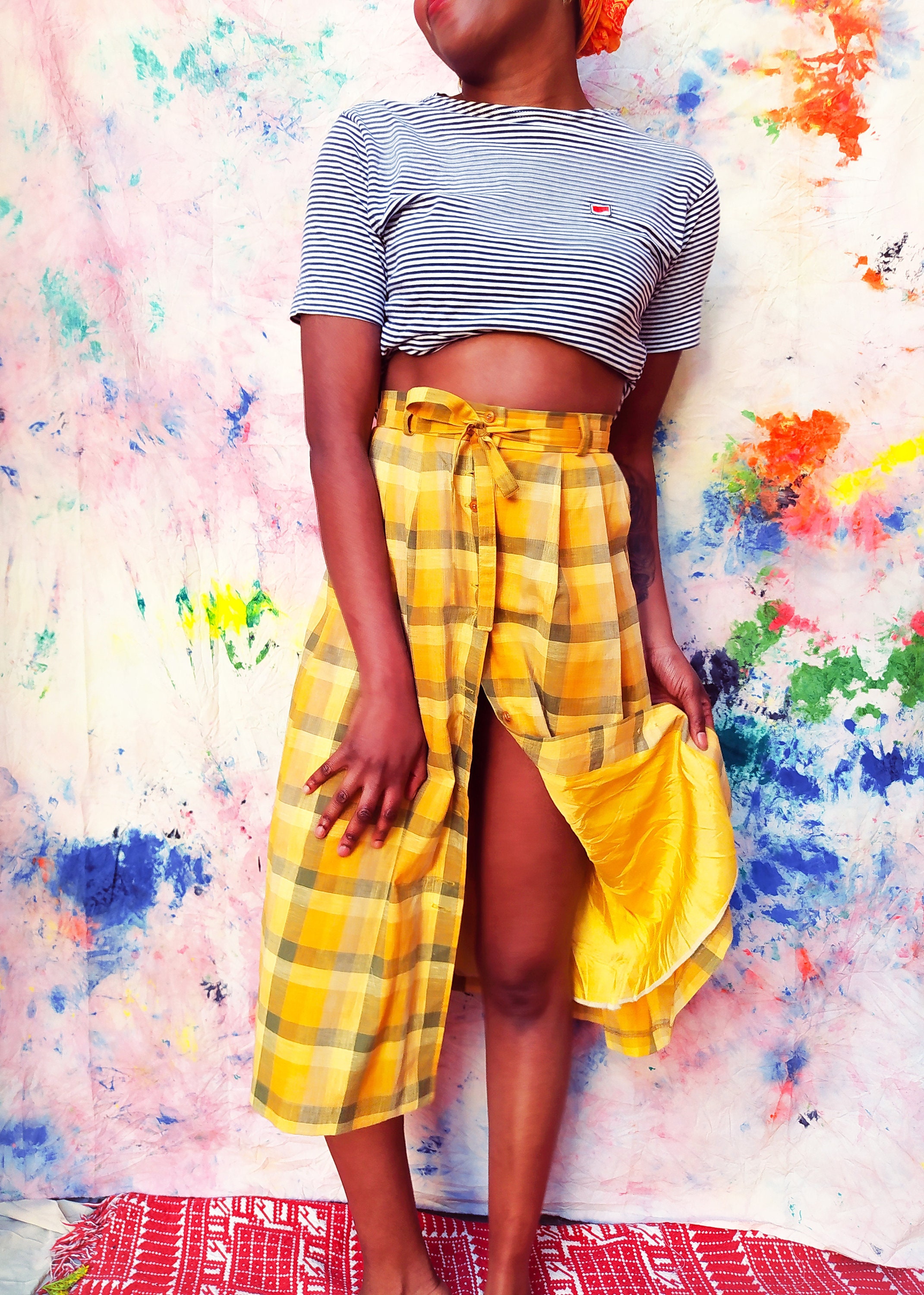 Yellow Checked Skirt Etsy