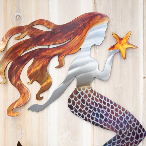 Mermaid Steel Mermaid home Decor Metal Art Wall Hanging - Etsy