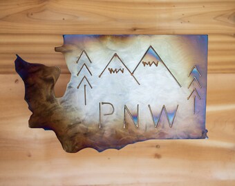 Stained Adventure PNW Compass Wood Pattered Houses