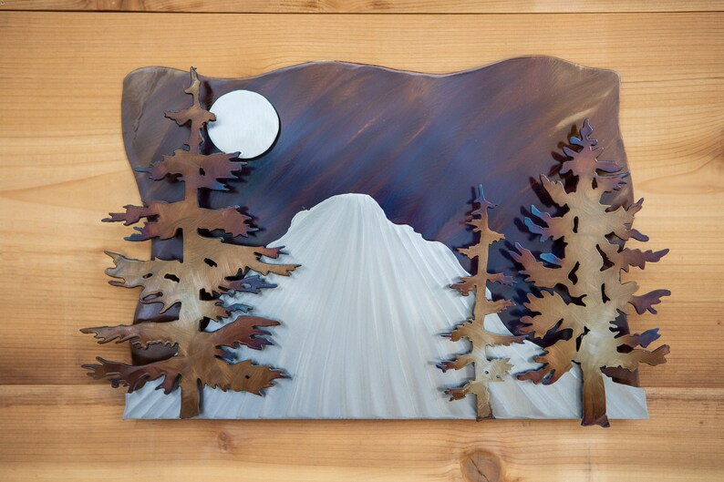 Mt. Rainier 3d Mountain Scene Metal Art Etsy