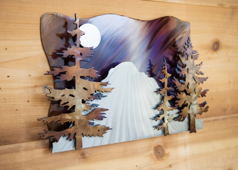 Mt. Rainier 3d Mountain Scene Metal Art Etsy