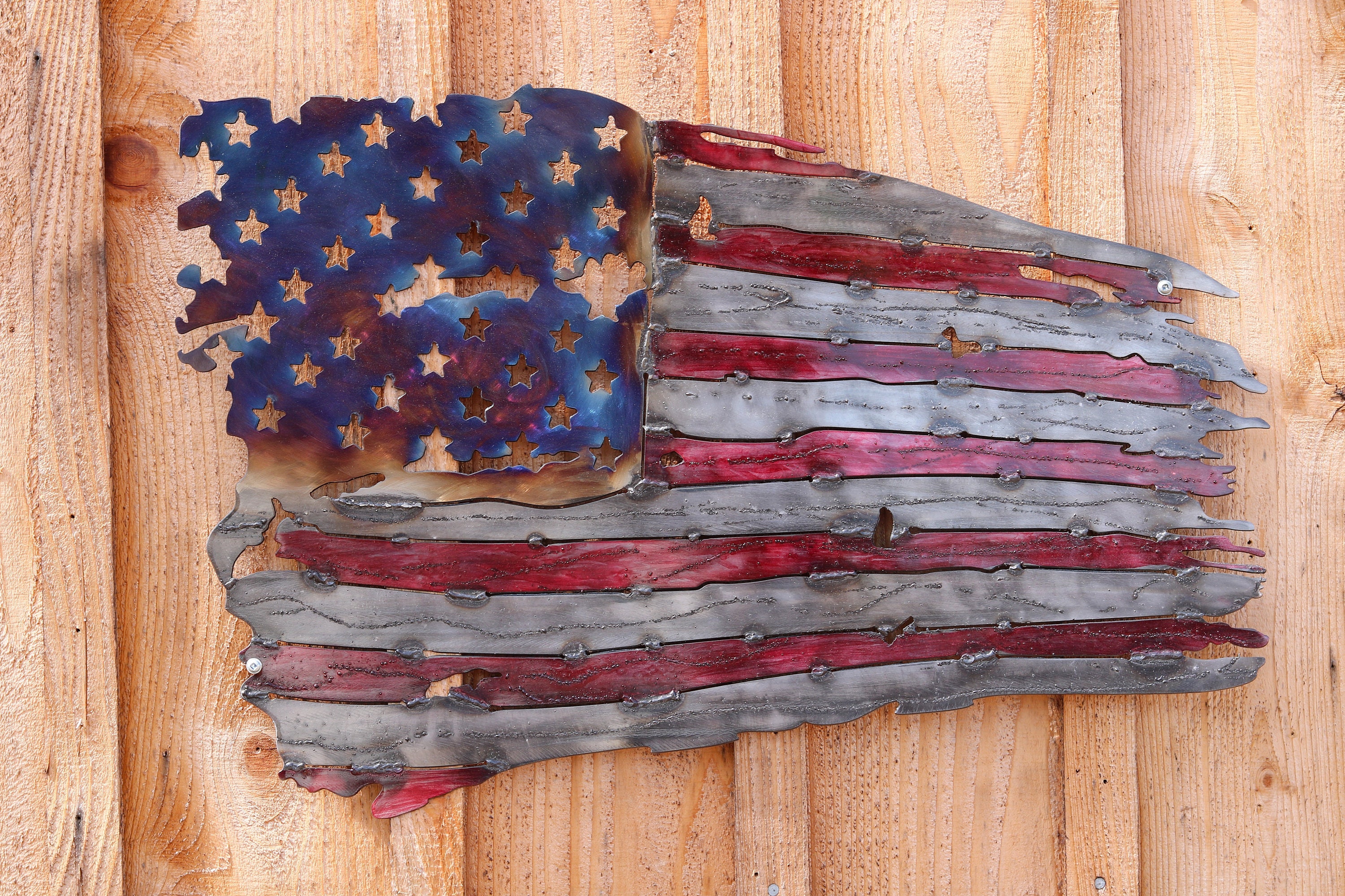 Rustic American Flag Metal Art Faded glory battle flag | Etsy