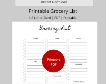 Printable Grocery List