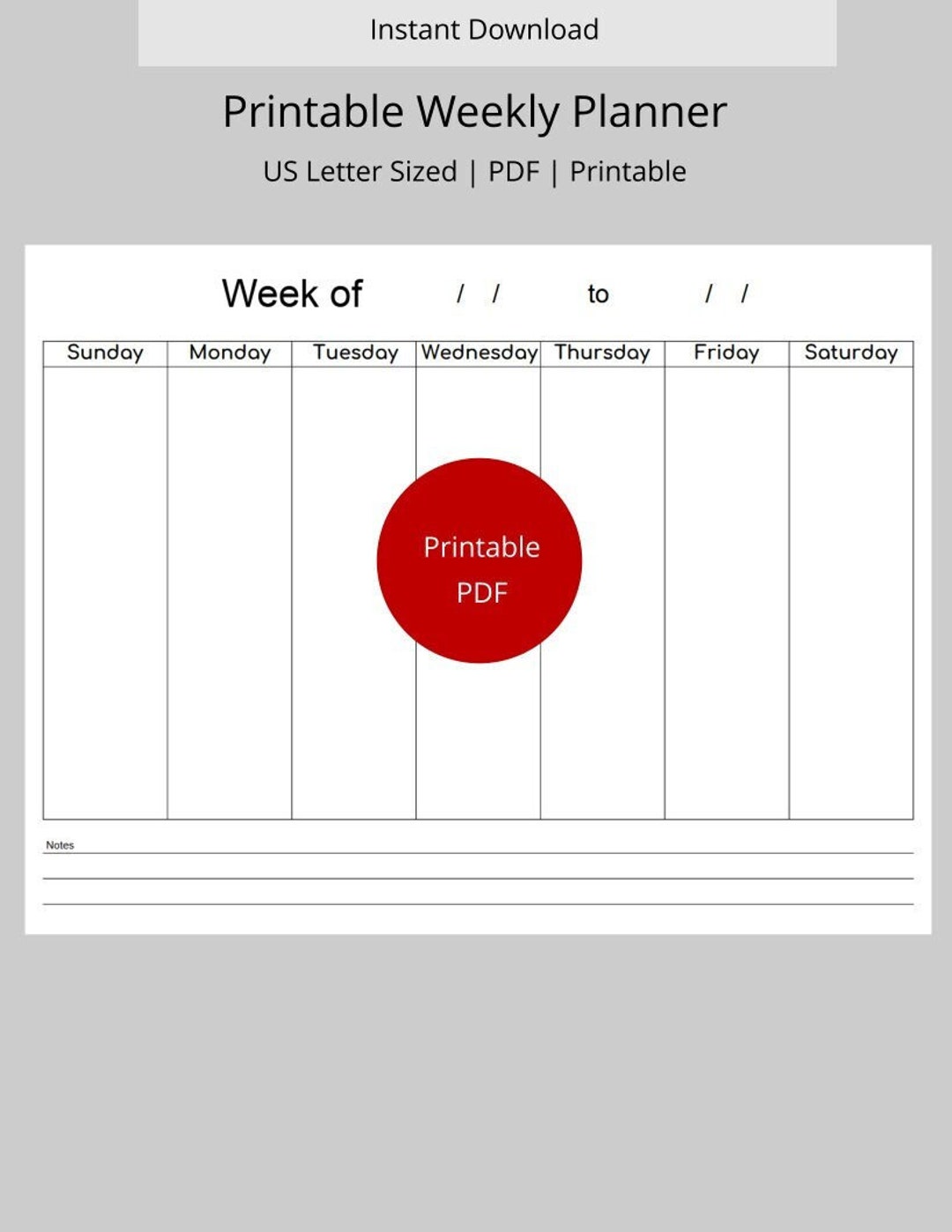 Printable Simple Weekly Planner - Etsy