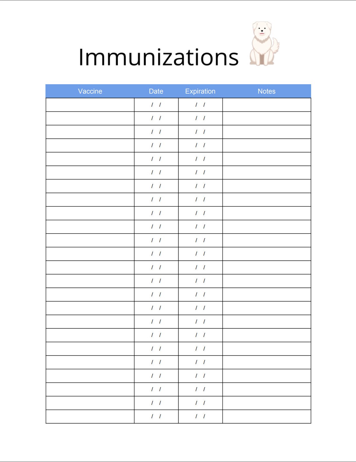 Printable Pet Health, Vaccination, and Information Record Tracker - Etsy