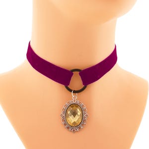 Burgundy Velvet Choker: Gothic Glamour O-Ring Pendant Goth Romantic Handmade Size XS - 3XL