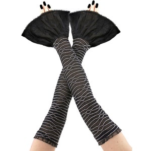 Elegant Lurex Opera Gloves Evening Extra Long Romantic Sleeves Handmade Size XS - 3XL