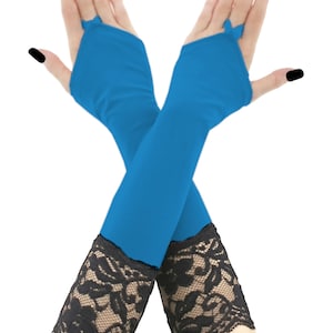 Lace black blue gloves fingerless sleeves, womens with lace arm warmers over elbow opera gloves evening elegant costume women gifts