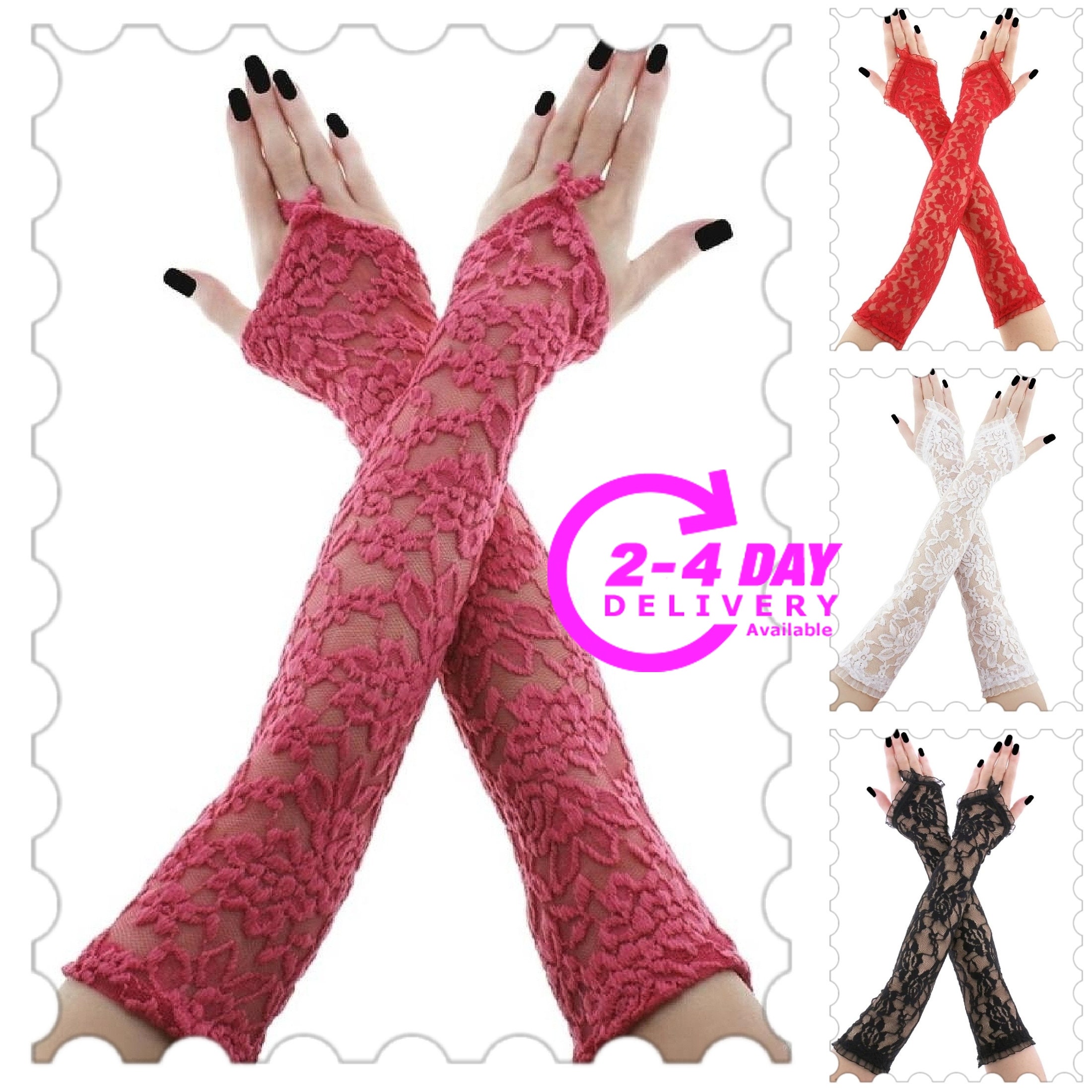 Pink Lace Fingerless Gloves Arm warmers of Lace fabric for Etsy