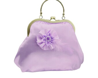 purple clutch bridal clutch bridal bag purple bag Bridesmaid handbag wedding clutch satin flower bride wedding women's purple 2010