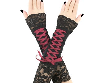 Guanti Senza Dita Gotici Abeillo Con Anello - Vintage Steampunk Con Braccialetto Perline - Accessori Donna