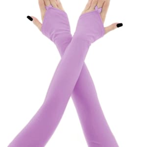 Elegant Purple Opera Gloves Evening Extra Long Bridal Fingerless Costume Handmade Size XS - 3XL