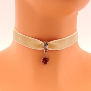 Velvet Heart Choker Beige Elegant Evening Women Bridal Necklace XS - 3XL