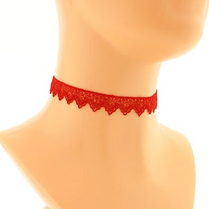 Red Lace Choker Necklace: Elegant Evening Glamour, Handmade