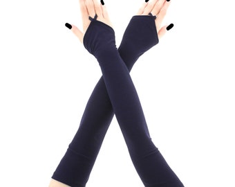 Blaue Marine Oper Handschuhe Viktorianisch Armstulpen Kostüm, Handgefertigt XS - 3XL