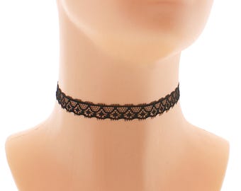 Thin Lace Choker, Minimalist Retro Necklace Evening Romantic XS - 5XL