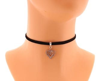 WUNZILO 1 pcs Collana girocollo rossa in velluto Choker collana classica a strati rossa Cuore girocollo girocollo collana collana per adolescenti ragazze gioielli tradizionali da donna