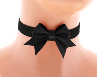 Naszyjnik choker z czarnej aksamitnej kokardki, estetyczna biżuteria Coquette, elegancki kołnierzyk ze wstążki, rozmiar XS-3XL, minimalistyczny prezent dla niej, regulowany