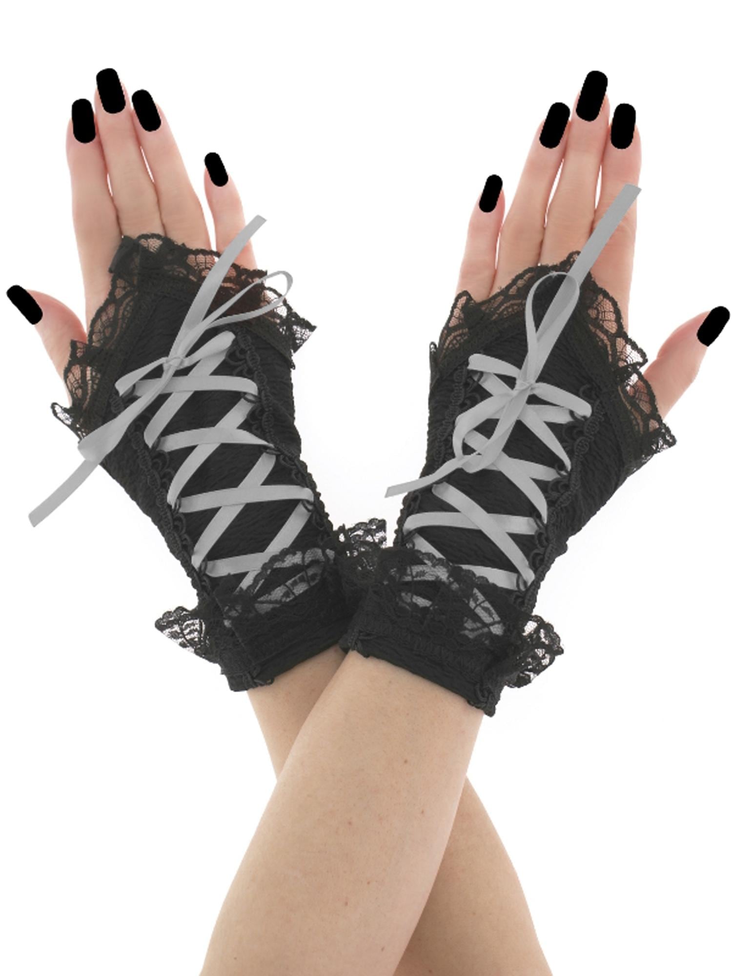 最終値下げfetico LACE FINGERLESS GLOVES BLACK Amazon.com: Fun World Women's Sexy Lace Gloves 1980's Gothic
