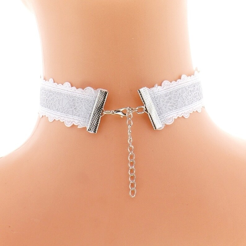 Blue White Choker Collar Neckband of Satin has ribbon bow for Etsy