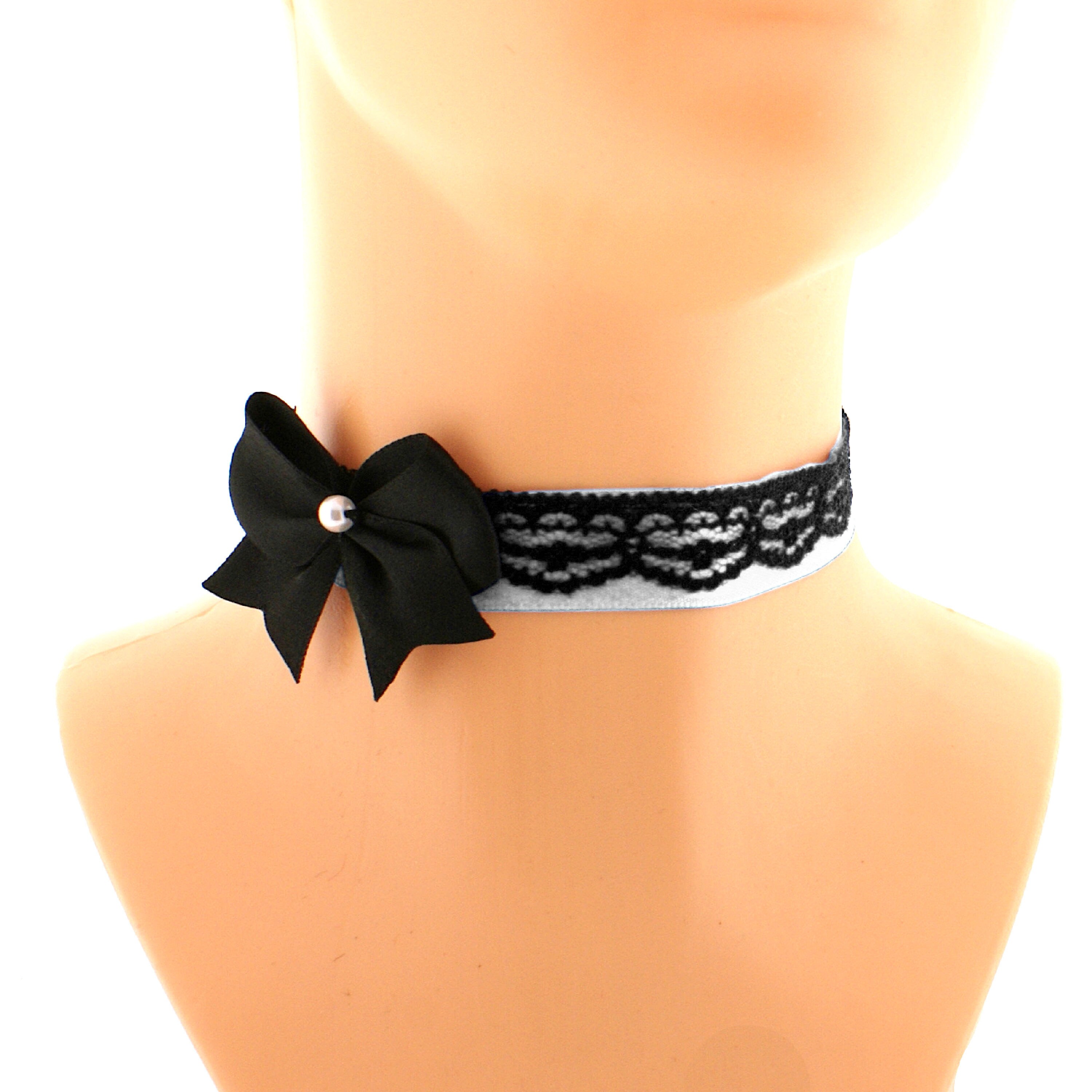★PEARLY MORE★ Ribbon Point Black Choker Necklace Amazon.com: Wiwpar Punk Pearl Beaded Choker Necklace with