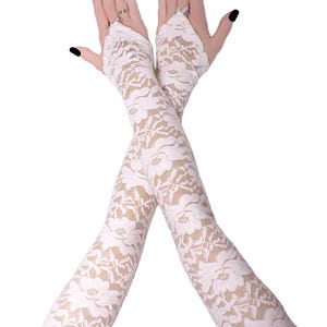 Creme Spitze Opernhandschuhe: Elegante Braut Hochzeit, Abend Abschlussball, Handgemachte Größe XS - 3XL