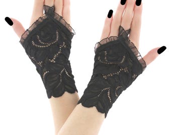 chinese dress ladies Long Fingerless Faux Leather Gloves – Sheree Elizabeth