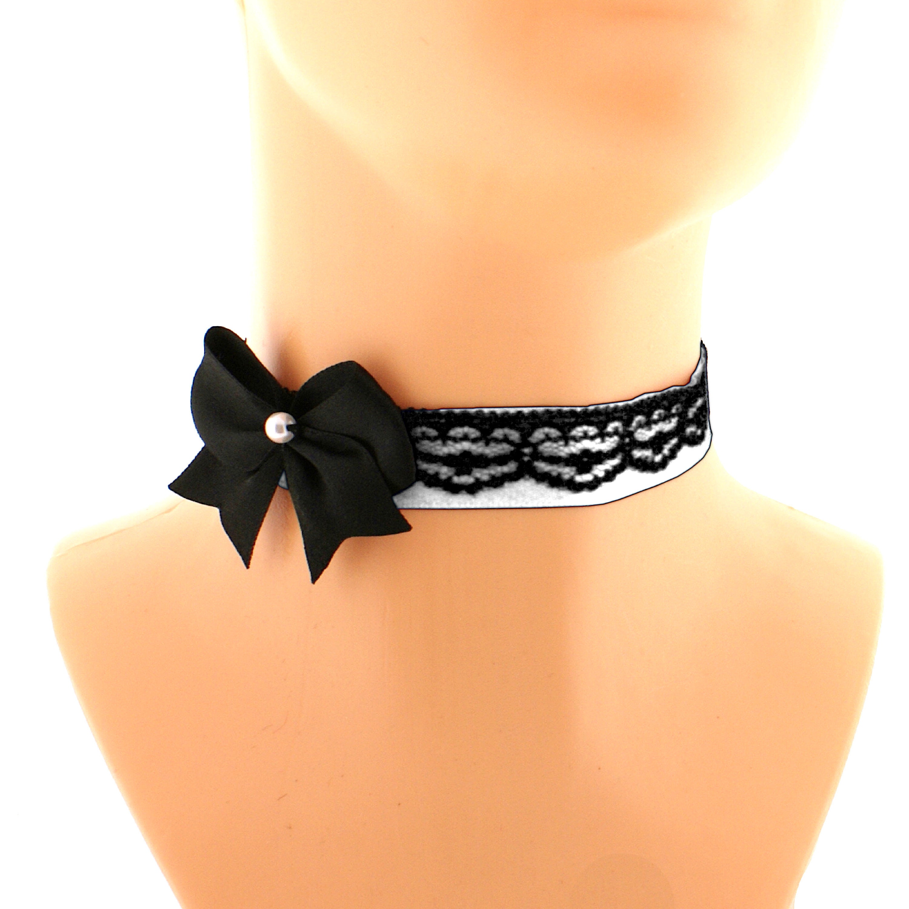 GENBREE Black Lace & Feather Choker Necklace - Gothic Pearl Collar Necklace For Women, Halloween & Party Jewelry - View #9