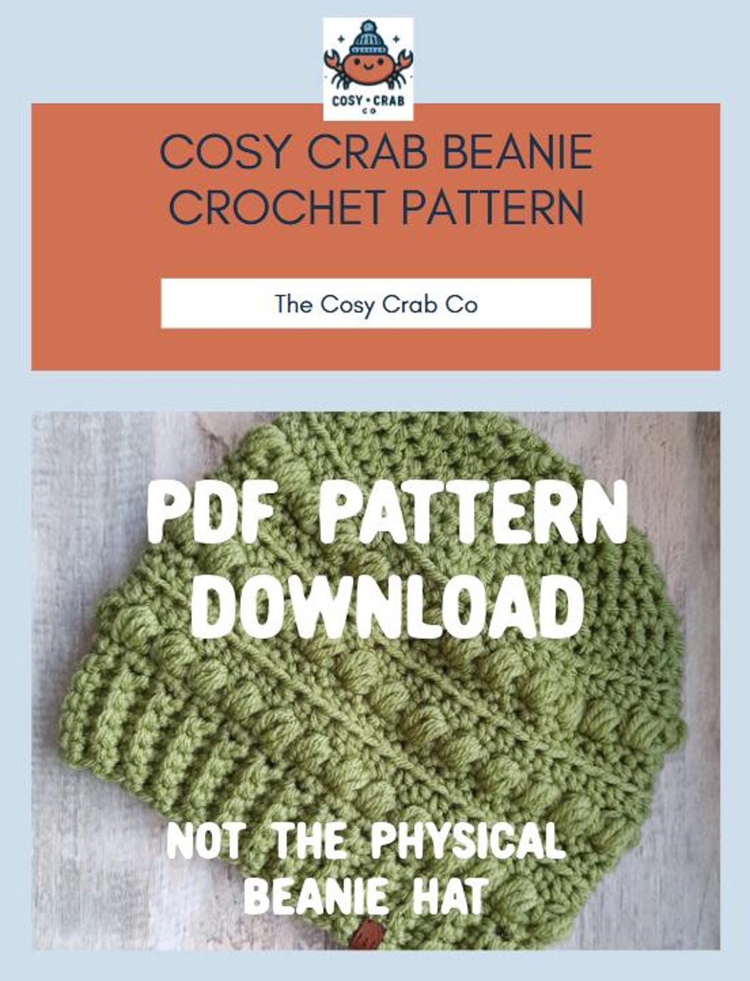Cosy Beanie Crochet Pattern - Hat - Digital Download - PDF - Winter Hat ...