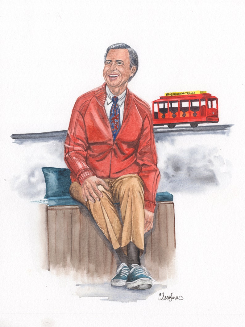 Mr Rogers Watercolor Painting ART PRINT | Etsy