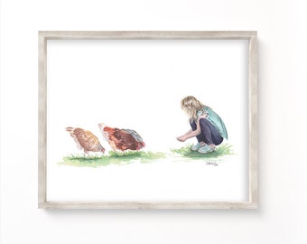 Chicken Whisperer | Backyard Chickens | Watercolor Artwork | ART PRINT