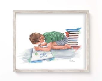 Dear Journal | Little Artist | Watercolor Artwork | ART PRINT