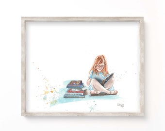 Little Reader | Banned Books | Watercolor Painting | ART PRINT