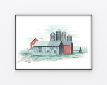 Maryland Farmscape #1 | Watercolor Painting | Original Artwork | Art Print
