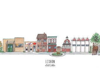 Lisbon, Maryland | Watercolor Painting | ART PRINT