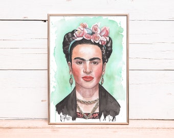 Watercolor Portrait |  Frida Kahlo | Original Art | Watercolor Painting