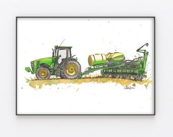 Country Tractor | Original Art | Original Watercolor Painting