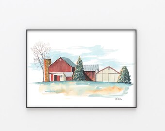 Maryland Farmscape #2 | Watercolor Painting | Original Artwork | Art Print