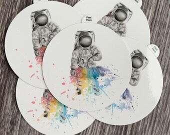 Colorful Astronaut | STEM Space Stickers | Vinyl Decal | Original Watercolor Artwork