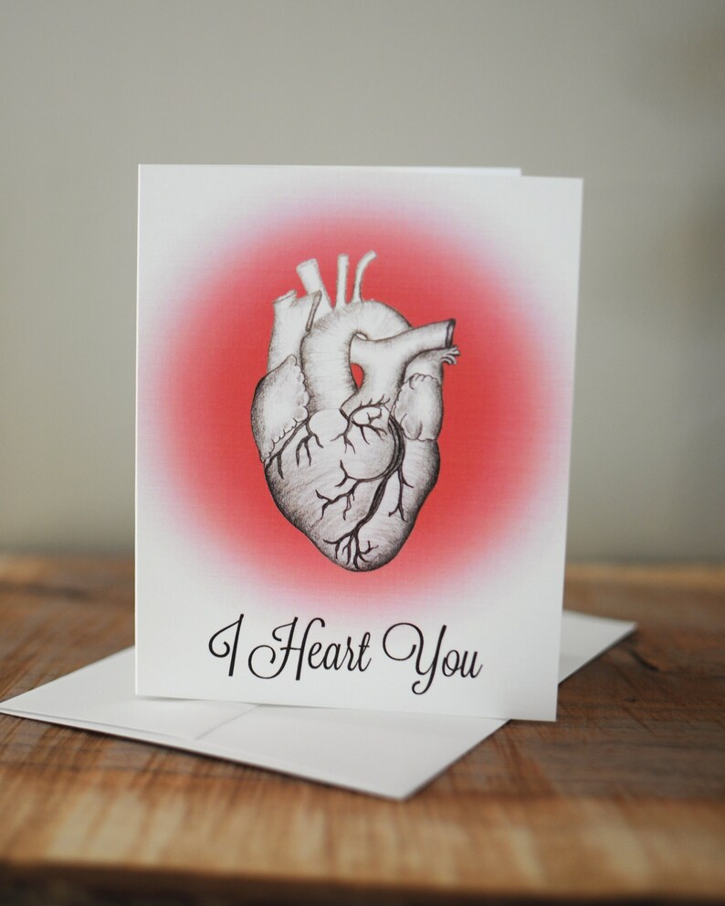 Original Hand-drawn Design Love Card I Heart You Anniversary Card