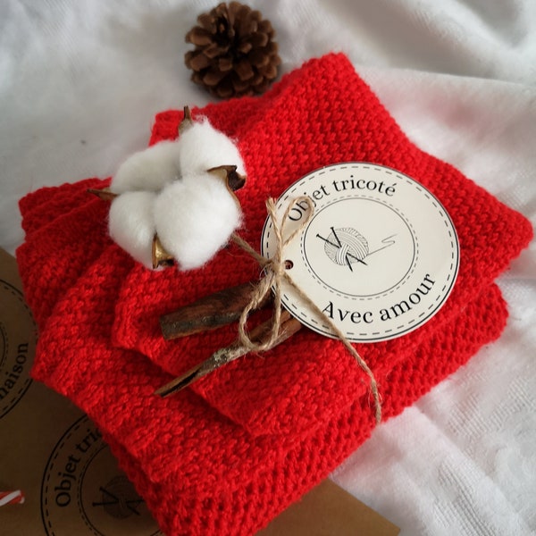 Lot de 4 étiquettes cadeaux Tricot - Pastille - fichier à imprimer