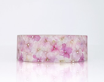 Hydrangea 15mm Washi Tape w Silver foil accents, Pink Floral Washi Tape, Silver foil Washi Tape, Japanese Rice Paper Washi, Decorative Tape