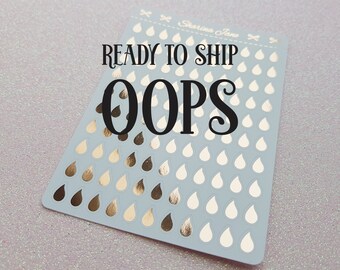 OOPS Period Tracker Planner Stickers - Foiled, Rain Stickers, Water Tracker, Blood Droplet, Blood Donation, Shark Week, Imperfect RS098